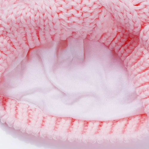 Vista 4 de Juego de 2 gorros de invierno para recién nacidos, guantes para bebés, niñas y niños pequeños, cálidos sombreros de punto, guantes de otoño
