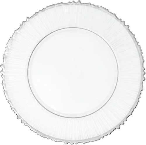 Vista 12 de Simply Elegant Placa de carga de vidrio transparente con borde de cuentas Placa de servicio para fiestas, cenas, bodas, quinceañeras y eventos