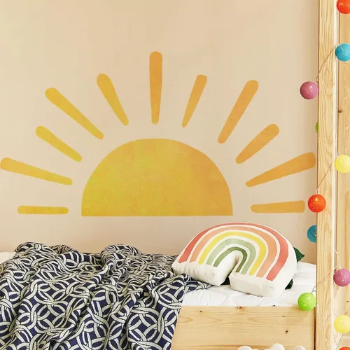 Vista 3 de 45.6 x 23.8 pulgadas, diseño bohemio de medio sol, calcomanías de pared removibles para pared, vinilo para despegar y pegar, calcomanías de medio