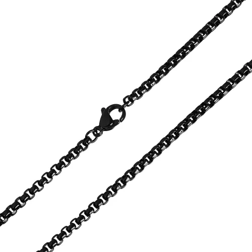 Vista 4 de Edforce Stainless Steel Collar con colgante de cruz de doble capa para hombre, cadena de caja de 24.0in