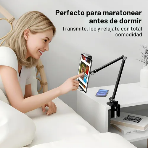 Vista 6 de Soporte para iPad, soporte para tablet giratorio de 360°, soporte