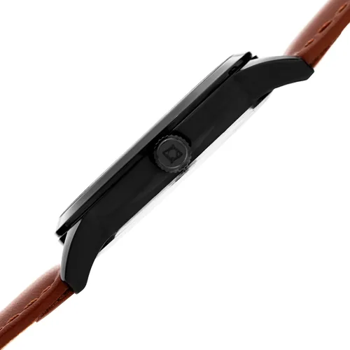 Vista 3 de Akribos XXIV AK937 - Reloj de pulsera para hombre, esfera brillante con marcadores aplicados a mano, acabado de guante suave, correa de cuero genuino