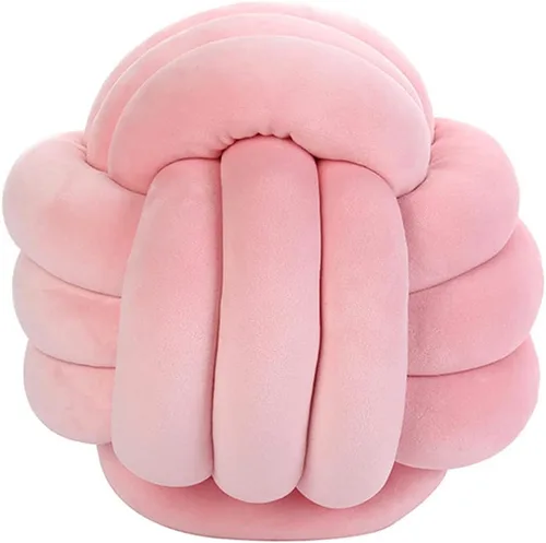 Vista 23 de Almohada de nudo de bola redonda, cojines de almohada de felpa para decoración de habitación de niños, juguete calmante para aliviar el estrés Rosa