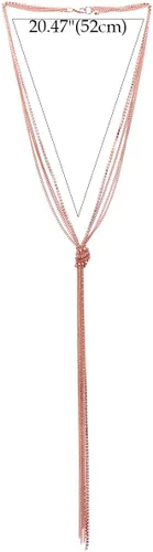 Vista 4 de COOLSTEELANDBEYOND Elegante collar Lariat colgante de borla con diamantes de imitación, cadenas largas de múltiples hebras en forma de Y