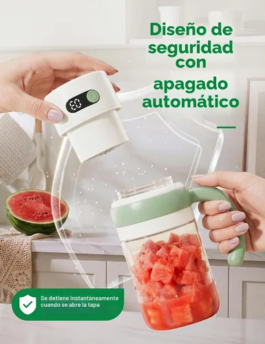 Vista 8 de Batidora portátil para exprimidor, USB-C recargable, verde