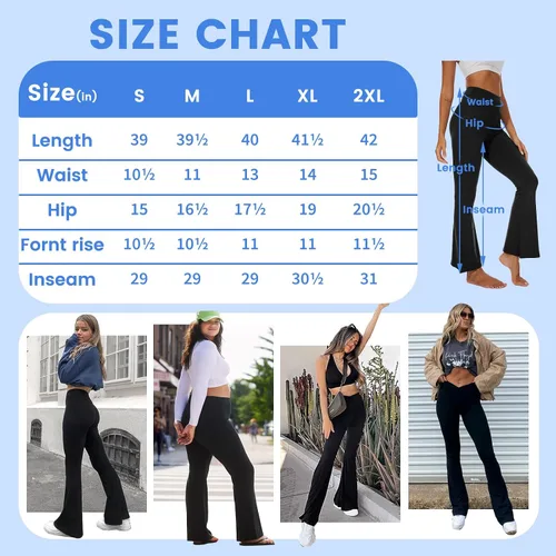 Vista 5 de GAYHAY Leggings acampanados para mujer, con bolsillos, pantalones de yoga cruzados, cintura alta, control de abdomen, corte de bota, leggings