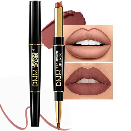 Vista 10 de evpct Juego de 1 lápiz labial y delineador de labios rojo rubí para mujer, kit mate con delineador de labios, manchas de labios duraderas