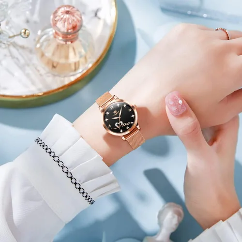 Vista 2 de OLEVS Relojes de mujer de cuarzo japonés de oro rosa para mujer, impermeables, de acero inoxidable, casual, para mujer