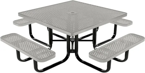 Vista 25 de COATEDOUTDOORFURNITURE Mesa de picnic cuadrada de 46 pulgadas, expandida, color negro
