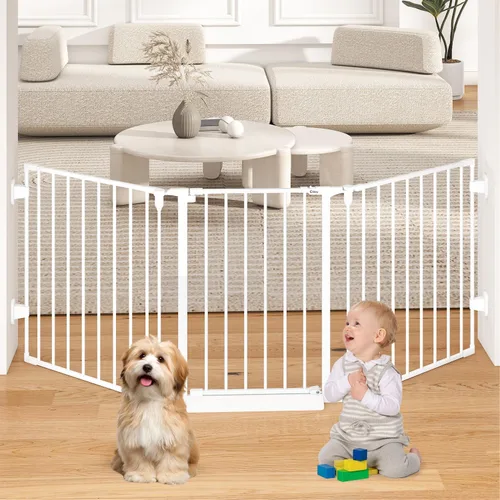 Vista 17 de Puerta de bebé extra ancha de 29.4-78 pulgadas, puertas largas para perros interiores para escaleras
