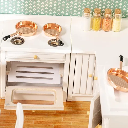 Vista 5 de Juego de muebles de casa de muñecas de madera, muebles de casa de muñecas en miniatura a escala 1 12 para cocina de casa de muñecas, muebles de casa