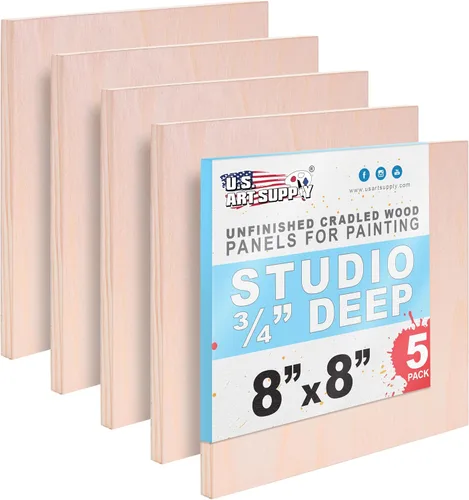Vista 14 de U.S. Art Supply Paneles redondos de madera de abedul de 6 pulgadas sin terminar para pintura, lienzo de madera, paquete de 4 unidades de 3/4
