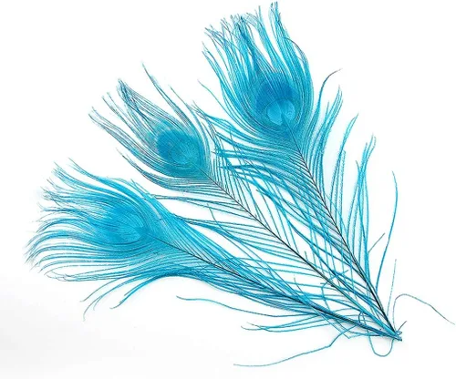 Vista 17 de Shekyeon Centro de mesa de boda de plumas de pavo real teñido de plumas blanqueadas de 10 a 12 pulgadas, paquete de 10 (negro)