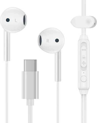 Vista 8 de Auriculares USB C con cable para Samsung Galaxy S26 Ultra/S25/S24 Fe, auriculares con micrófono integrado y control de volumen para iPhone