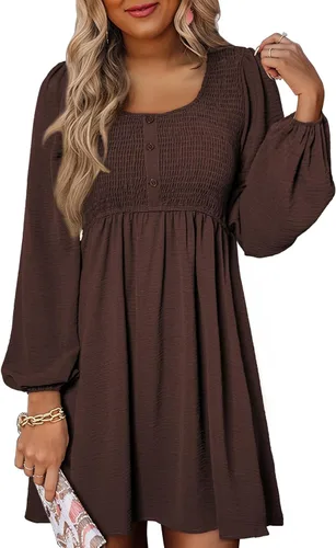 Vista 12 de Dokotoo Vestidos de otoño para mujer 2026 Vestido casual de manga larga Verde
