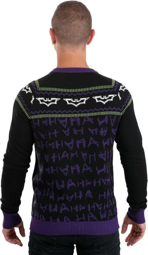 Vista 8 de Fun Costumes Batman The Dark Knight Joker Ugly Christmas Sweater for Adults, Superhero Villain Pullover Sweatshirt