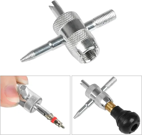 Vista 3 de FOCCTS Kit de 17 herramientas de vástago de válvula de neumático, 6 piezas TR412 sin cámara TR412 con núcleos de vástago de válvula, herramienta