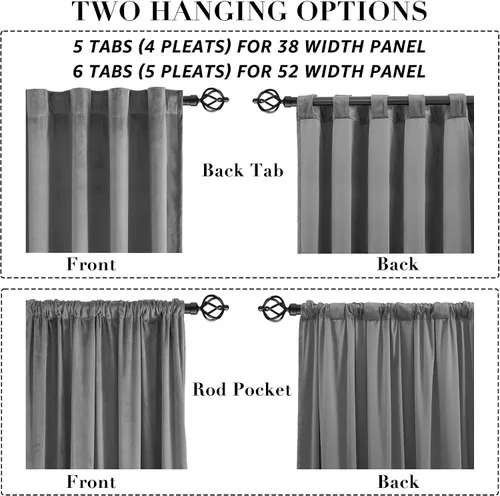 Vista 7 de XTMYI Cortinas Divisoras de Habitación de Terciopelo Gris para Separación de Habitaciones, Pantalla Plegable de Puerta con Trabillas Traseras
