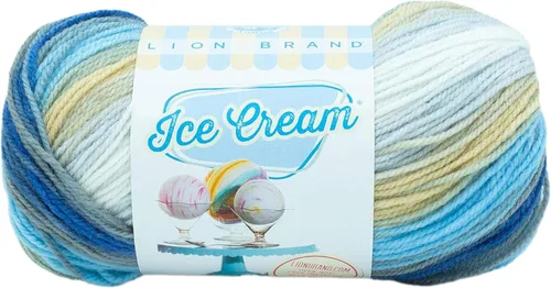Vista 27 de Lion Brand Yarn, Hilo para Bebé Ice Cream para tejer, ganchillo y manualidades, Baseball Nut, 1 paquete, fibra acrílica colorida de peso DK