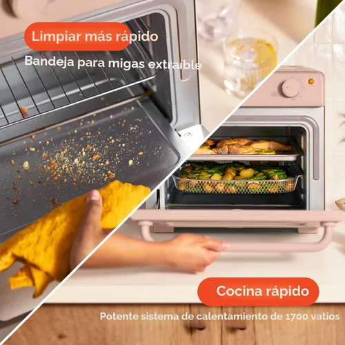 Vista 4 de bella Horno tostador Air Fry, 7 opciones de cocción preestablecidas, bandejas revestidas EverGood aptas para lavavajillas incluidas, apagado