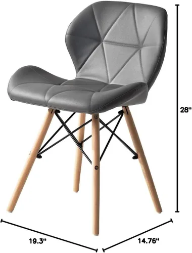 Vista 9 de OSJ Dining Chair, Laser PU Seat, Eames Modern Design, Natural Wood Legs, Eames Chair, Nordic, Stylish, Designers, Reproduction, Set of 1