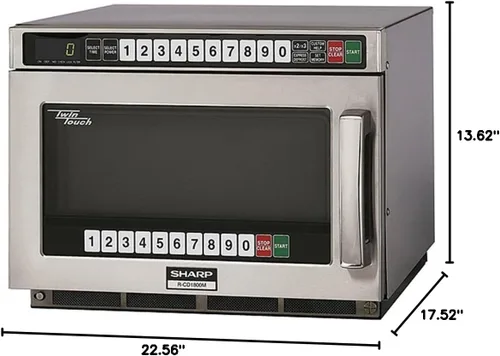 Vista 8 de Sharp R-CD1800M - Horno de microondas comercial, TwinTouch resistente con doble touchpads, 1800 vatios, 0.75 pies cúbicos de capacidad, acero