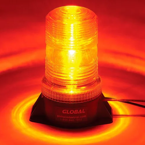 Vista 4 de Global Industrial Luz estroboscópica de montaje permanente LED ámbar de alto perfil para carretilla elevadora - 12 a 110 voltios