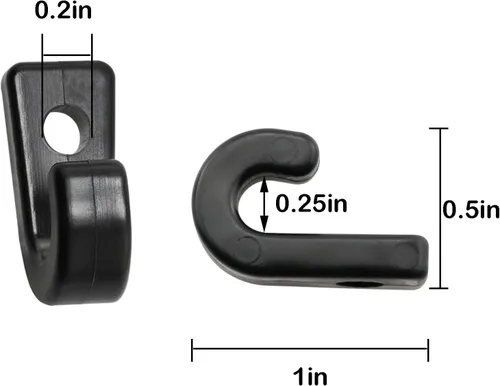Vista 2 de 16 piezas de ganchos en J de nylon, ganchos en J para kayak, bungees, canoas, botes, negro