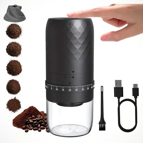 Vista 9 de Molinillo de café manual con rebabas de cerámica, 40 ajustes ajustables para expreso, V60, verter, campamento y viajes