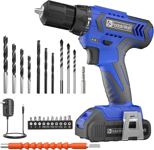 Vista 10 de FADAKWALT Juego de destornilladores inalámbricos de 12 V, kit de herramientas eléctricas de 179 piezas con batería y cargador, portabrocas sin llave