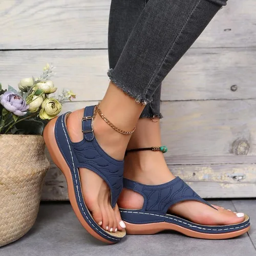 Vista 5 de Xuyuan Sandalias ortopédicas Color sólido Flip Flop Verano Playa Sandalias Color sólido Playa Verano Casual Flip Flop Sandalias anchas