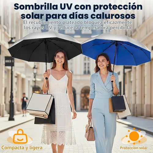 Vista 4 de ZOMAKE Paraguas UV para protección solar, paraguas compacto de viaje de 46