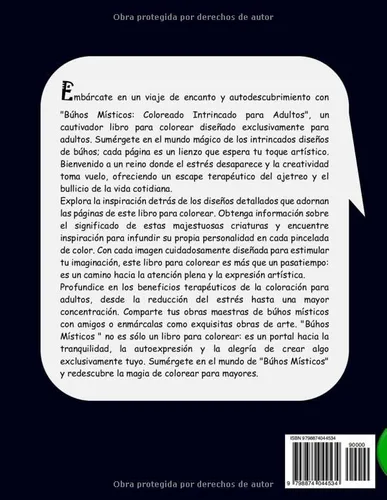 Vista 2 de Búhos Místicos Coloreado Intrincado para Adultos (Spanish Edition)