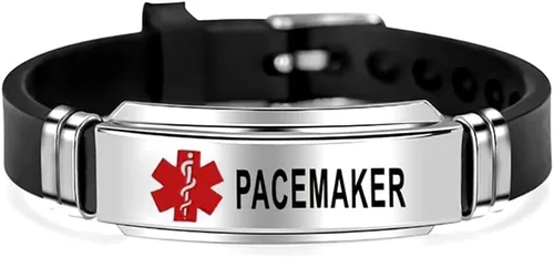 Vista 16 de NanMuc Pulsera de identificación de alerta médica roja de primeros auxilios de emergencia grabada con láser Alerta de salud ajustable pulsera
