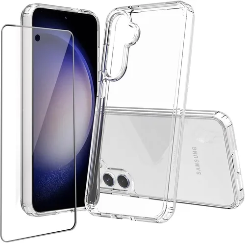 Vista 11 de Funda rígida para Samsung Galaxy A04E, transparente, delgada, rígida, híbrida, a prueba de golpes, con protector de pantalla de vidrio templado