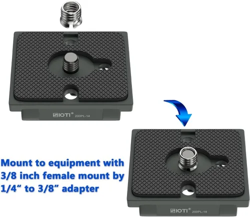 Vista 4 de SIOTI Placa de liberación rápida 200PL-14 a RC/RC2/XPRO, 200PL-14 QR, compatible con cabezal de trípodes Manfr0tt0 con sistema de conexión rápida