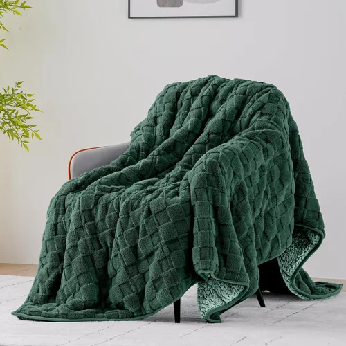 Vista 26 de Uttermara Manta pesada para adultos, manta pesada tamaño Queen con forro polar reversible de terciopelo suave y brillante y acogedor sherpa cálido