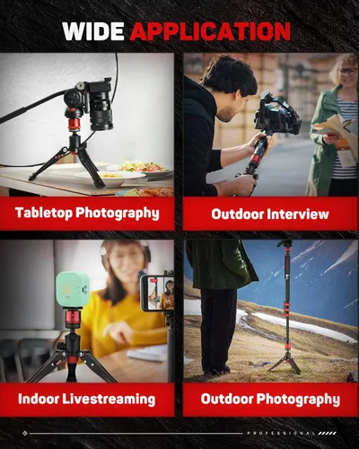 Vista 7 de IFOOTAGE Cobra 3 Base Aluminio Mini Trípode de Escritorio para Cámara Trípode pequeño de mesa con tornillos de 1/4" y 3/8" compatible con cámaras
