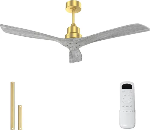 Vista 23 de Sofucor - Ventilador de techo de 52 pulgadas sin luces, moderno, de madera maciza, con control remoto, 5000 CFM de alto flujo de aire, motor CC