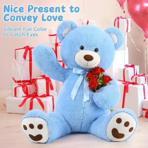 Vista 6 de MorisMos Oso de peluche gigante de 47 pulgadas Animal de peluche de 4 pies, Oso de peluche grande para baby shower, Regalos de oso de peluche