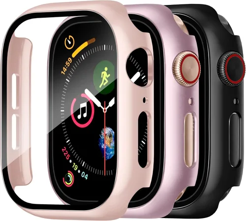 Vista 13 de Charlam - Funda de policarbonato duro compatible con Apple Watch de 38 mm, series 1, 2, 3, protector de pantalla integrado, ultradelgada, cobertura