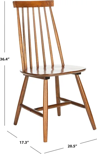 Vista 3 de SAFAVIEH Home Collection Priam Farmhouse - Silla de comedor con respaldo de husillo marrón nogal