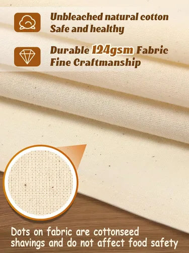 Vista 3 de 3 paños de té 100% algodón para hornear masa madre – 14 x 18 pulgadas sin blanquear cesta de pan toallas de saco de harina, paño de cubierta