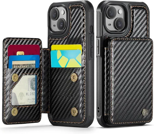 Vista 34 de Vinich for iPhone XR Wallet Case with Card Holder, Black RFID Blocking Credit Slots, Kickstand, Shockproof Flip Phone Cover, PU Leather, Double