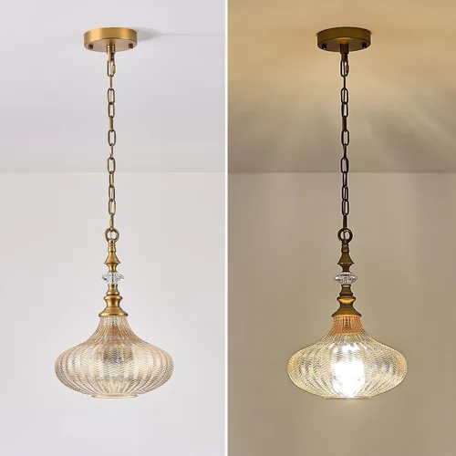 Vista 5 de Lámpara colgante de 3 luces, candelabro vintage dorado de granja para cocina, lámpara de techo colgante ajustable de vidrio ámbar para pasillo