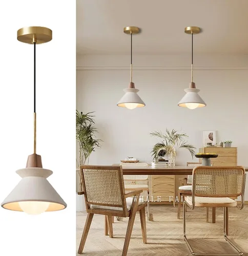 Vista 9 de Luces colgantes de hormigón de 7.5 pulgadas, para isla de cocina, pantalla de piña, lámpara industrial, lámpara colgante de cemento nórdico