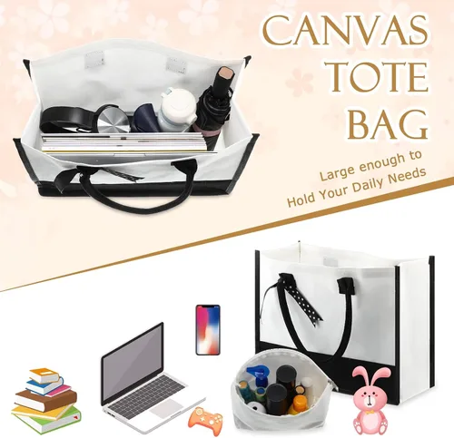 Vista 5 de Reginary Bolsa de regalo de lona para mujer, 10 unidades, con bolsa de maquillaje, bolsa reutilizable para boda, compras, comestibles