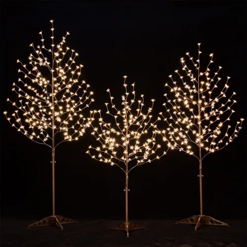 Vista 11 de TYBEEU Árbol de cerezo iluminado de 4 pies con 144 luces LED blancas cálidas para decoración de vacaciones, regulable, certificado UL, impermeable