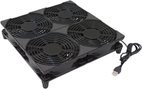 Vista 7 de Ventilador de refrigeración USB dual silencioso de 5 V de 4.724 in con cable de 47.244 in, refrigeración de flujo de aire de 38CFM para router