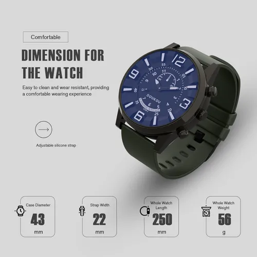 Vista 6 de DOUKOU Men's Watches Analog Watch Timepiece Minimalist Fashion Easy Read Adjutable Silicone Strap Sapphire Glass Watch Round 3D Numeral Dial Watch